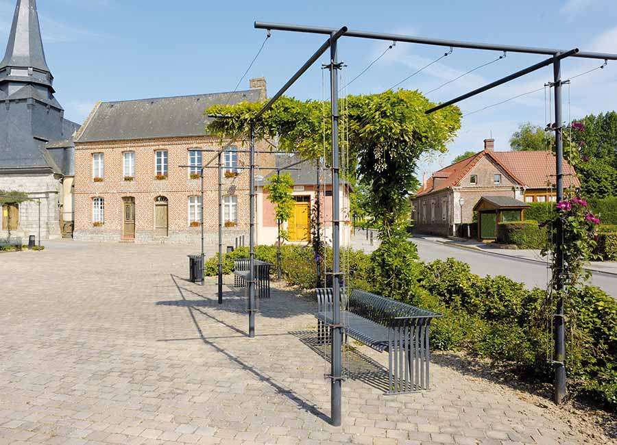 Pergola BABYLONE conçu et fabriqué par Aréa mobilier urbain