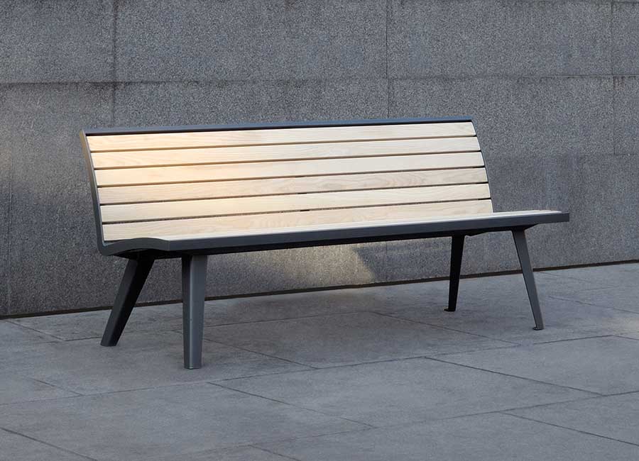 Banc MONTREAL BOIS conçu et fabriqué par Aréa mobilier urbain