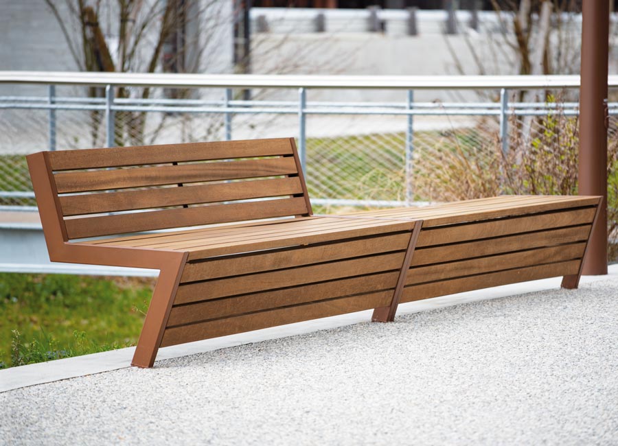 Banc MONTGENEVRE BOIS conçu et fabriqué par Aréa mobilier urbain