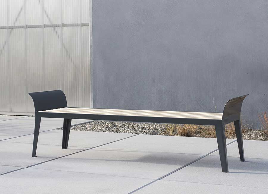 Banc simple ONTARIO BOIS conçu et fabriqué par Aréa mobilier urbain