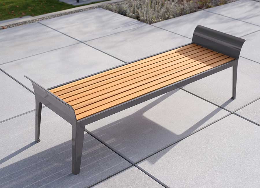 Banc simple ONTARIO BOIS conçu et fabriqué par Aréa mobilier urbain