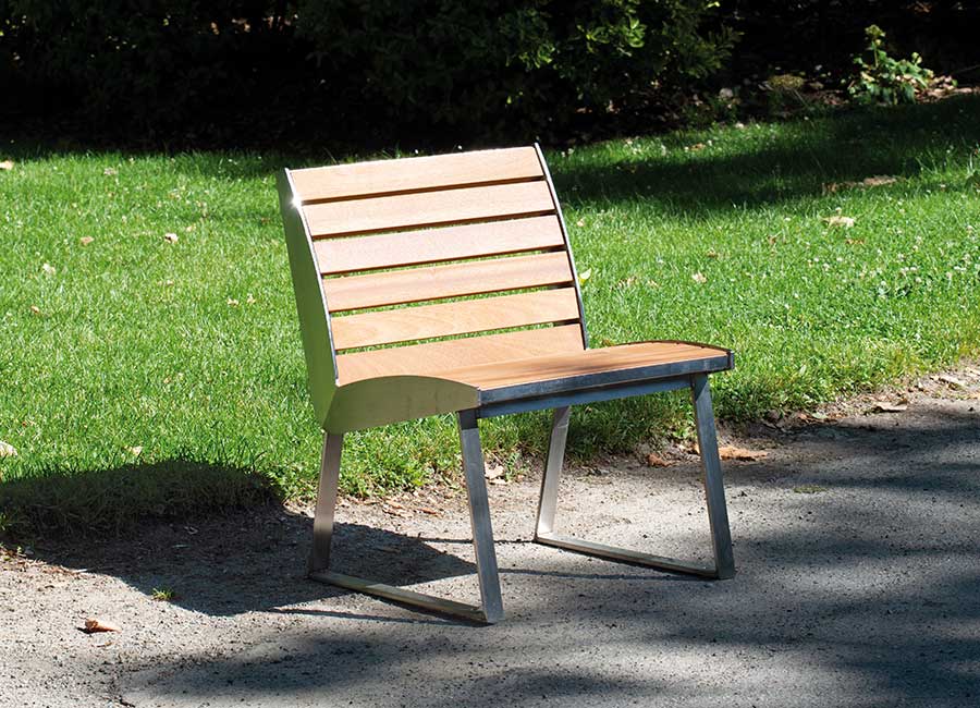 Chaise MIAMI INOX et BOIS conçu et fabriqué par Aréa mobilier urbain