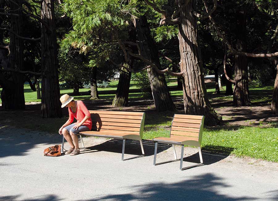 Chaise MIAMI INOX et BOIS conçu et fabriqué par Aréa mobilier urbain