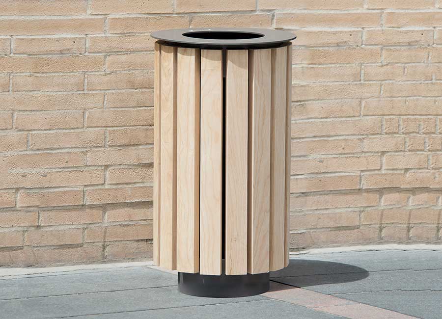 Corbeille 45L et 75L BAMBOU BOIS conçu et fabriqué par Aréa mobilier urbain