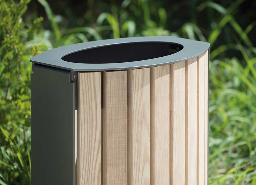 Corbeille 50L BAMBOU BOIS conçu et fabriqué par Aréa mobilier urbain