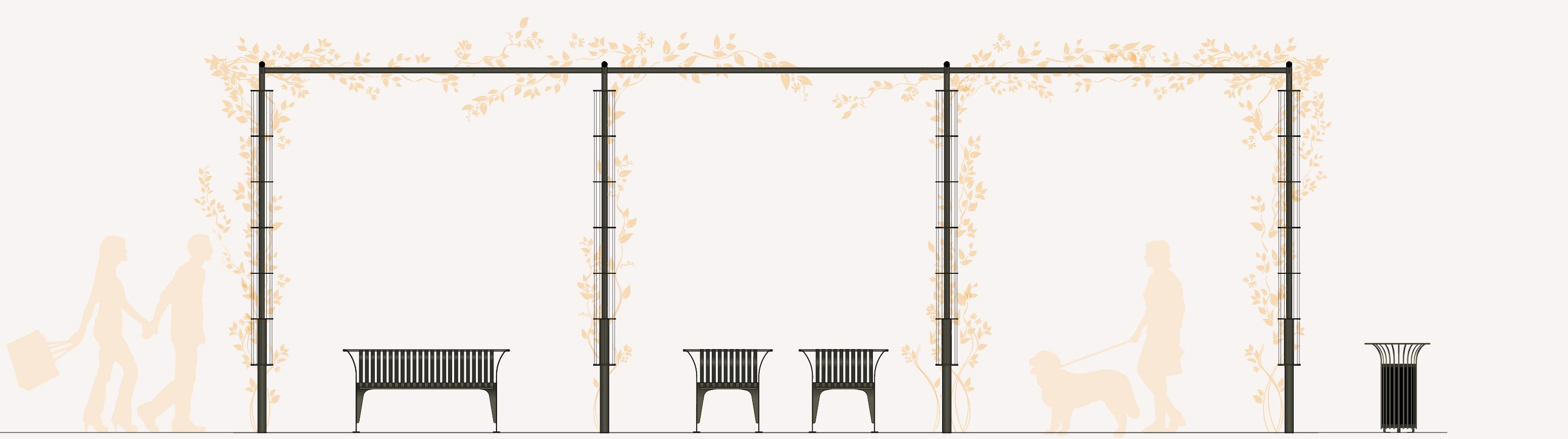 Gamme de mobiliers urbains coordonnés