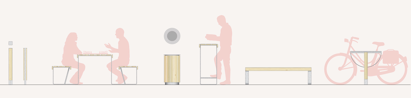 Gamme de mobilier urbain coordonnée 