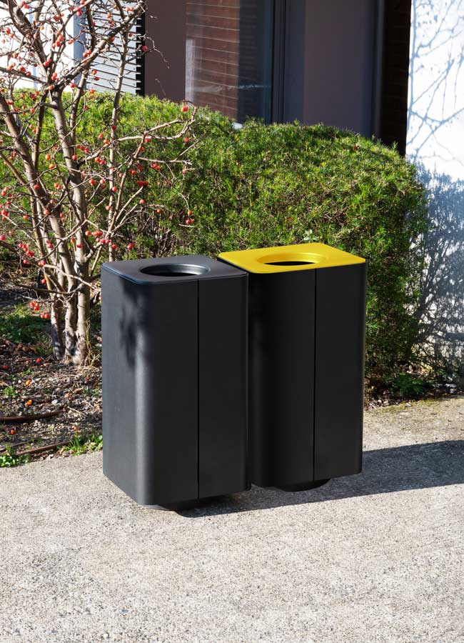 Corbeille et corbeille de tri Dahlia par aréa mobilier urbain