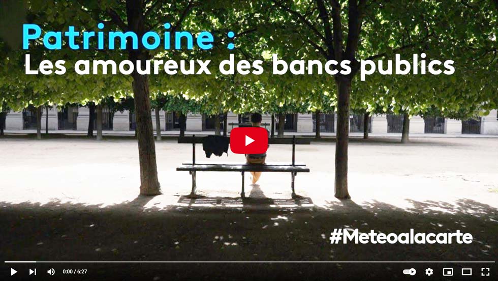 Portrait du banc public réalisé par l'équipe de météo à la carte de France 3  en collaboration avec Aréa mobilier urbain